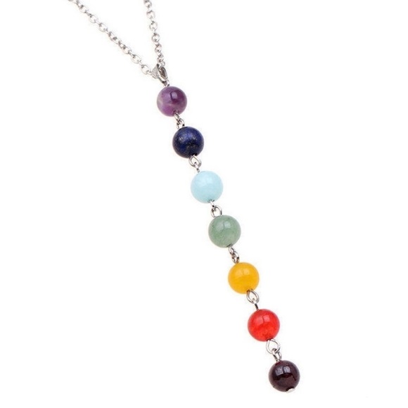 Beaded Pendant Chakra Rainbow Necklace - Picture 3 of 6